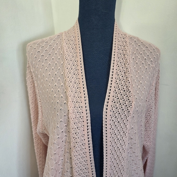 Basic Editions Woman Light Pink Open Front Cardigan Sweater - Picture 3 of 9